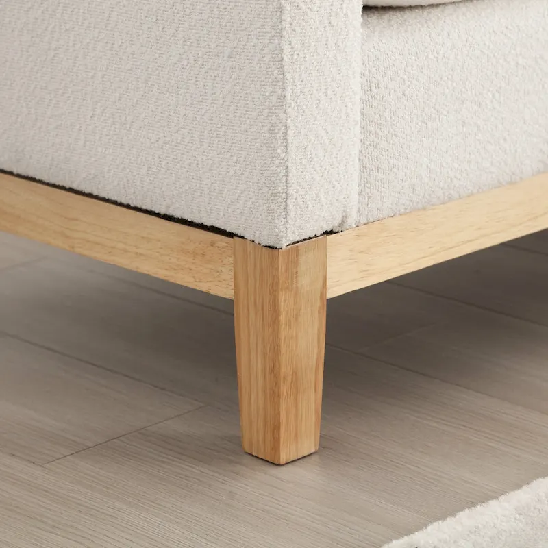 Upholstered Bench Wood Legs and Bolster Pillows