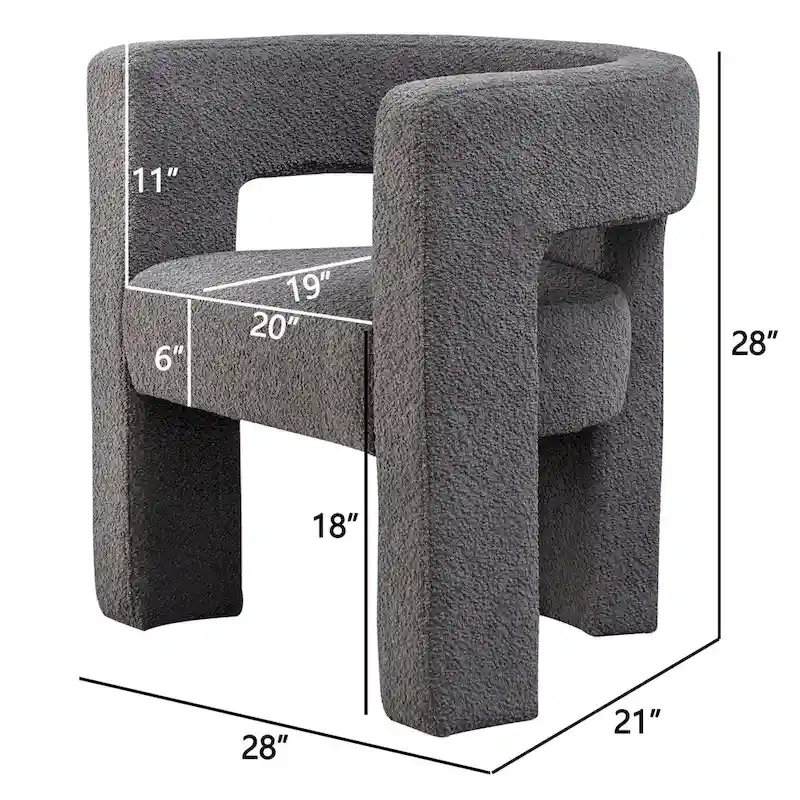 KINWELL 28 Wide Boucle Upholstered Square Armchair (Set of 2)