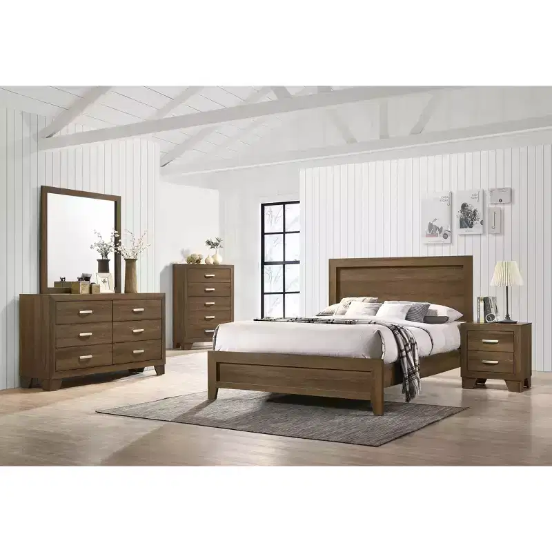 Oak / Smoke Grey / White 5-Drawer Dresser – Single-User Bedroom Storage Chest