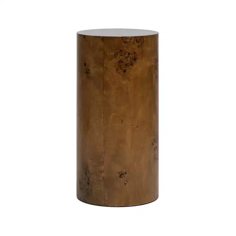 Jennifer Taylor Home Nebula 29.5 Burl Accent Pillar Side Table, Medium Brown Walnut Burl Wood