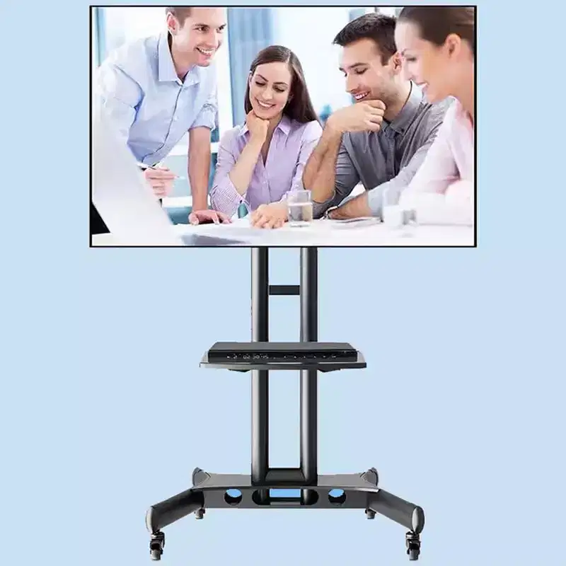 Rolling Cart Stand for 32-65 Inch Screens, Mobile Adjustable Stand with Wheels, Home Office, Black