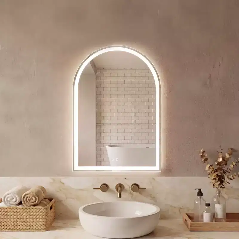 Anti-Fog LED Bathroom Mirror with Frame, 3 Light Colors & Dimmable Brightness for Bathroom Vanity
