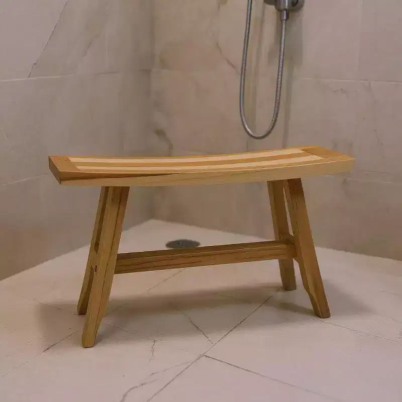 28 Natural Teak Rectangular Shower Bench