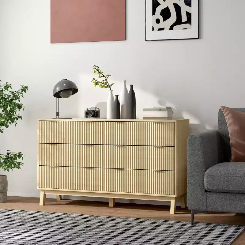 Fluted Dresser for Bedroom with 6 Drawers, 54