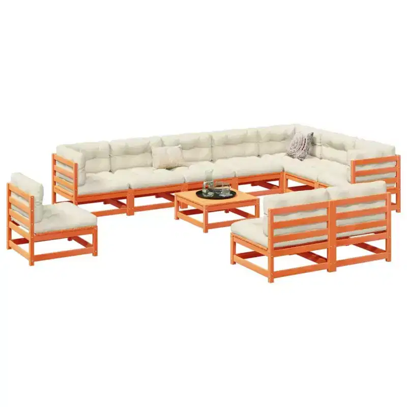 vidaXL Garden Sofa Set Wax Solid Pine Wood Large Breathable Design