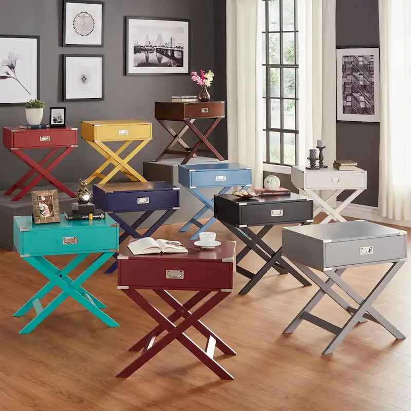 X Base Wood Accent Campaign Table