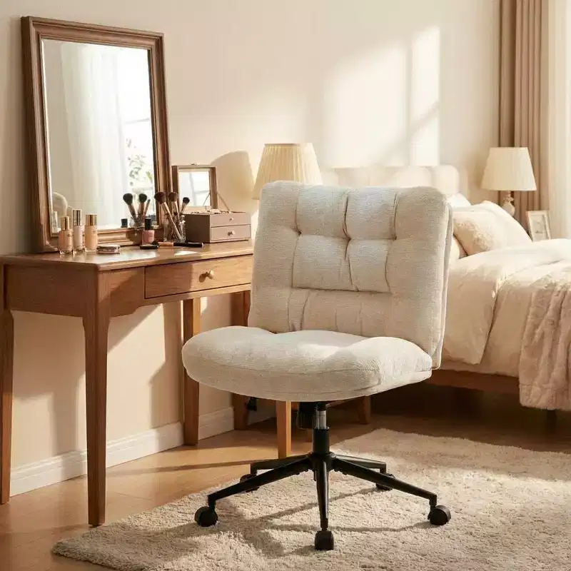 360 Swivel Armless Desk Chair Wide Cushion Height Adjustable