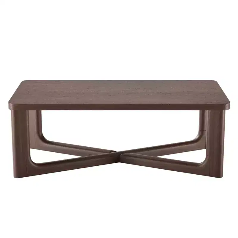 HomeRoots 50 Walnut Solid Wood Cross Legs Coffee Table