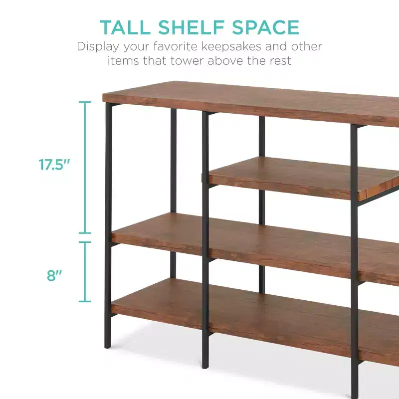 Best Choice Products 55in Industrial 4-Tier Console Table w/ Tall Shelves, Metal Frame