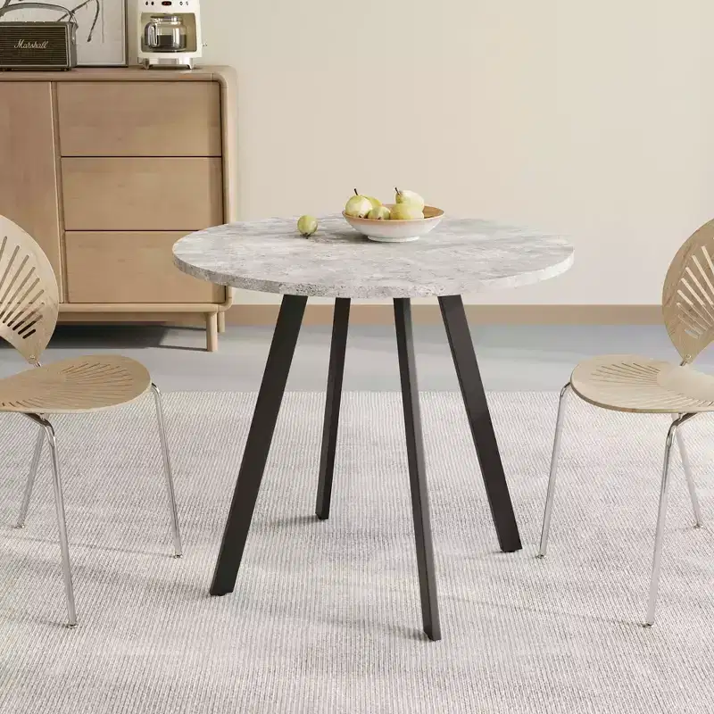 MAYEERTY 33.5 inches Modern Minimalist Circular Coffee Table, Gray Cement Texture for Living Room