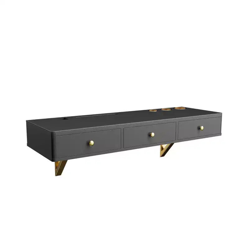 GO 47 Floating Shelf with Drawer, Multi-Purpose Wall-Mounted Vanity Table, Mounted Desk