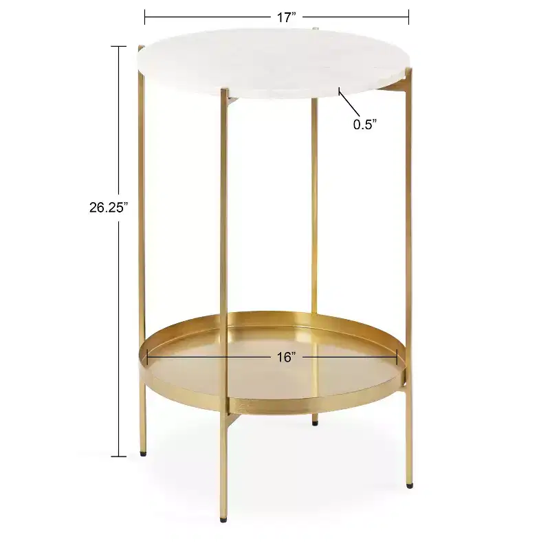 Kate and Laurel Lavish Round Metal Side Table, 17 Diameter, Gold