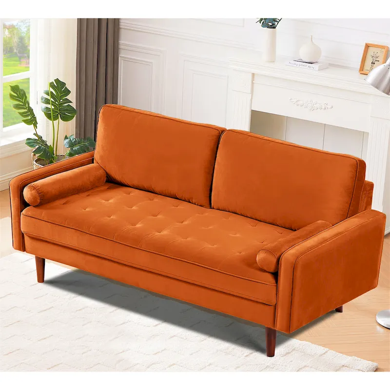 Monahan 70W Wood Frame Velvet Tufted Sofa