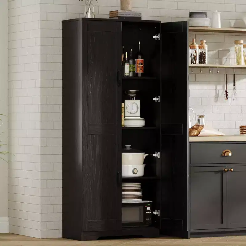 Kitchen Pantry Cabinet, Freestanding White Pantry Storage Cabinet, 60 Cupboard, Tall Bathroom Storage Cabinet