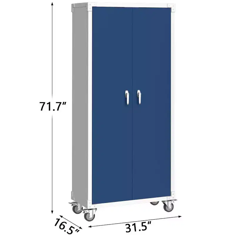 72-Inch Steel Storage Cabinet with Locking Doors and Adjustable Shelves