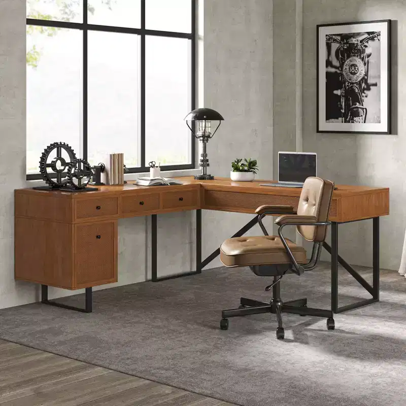 Cyill L shape lift top office desk| ART OF LIVING DESIGNS