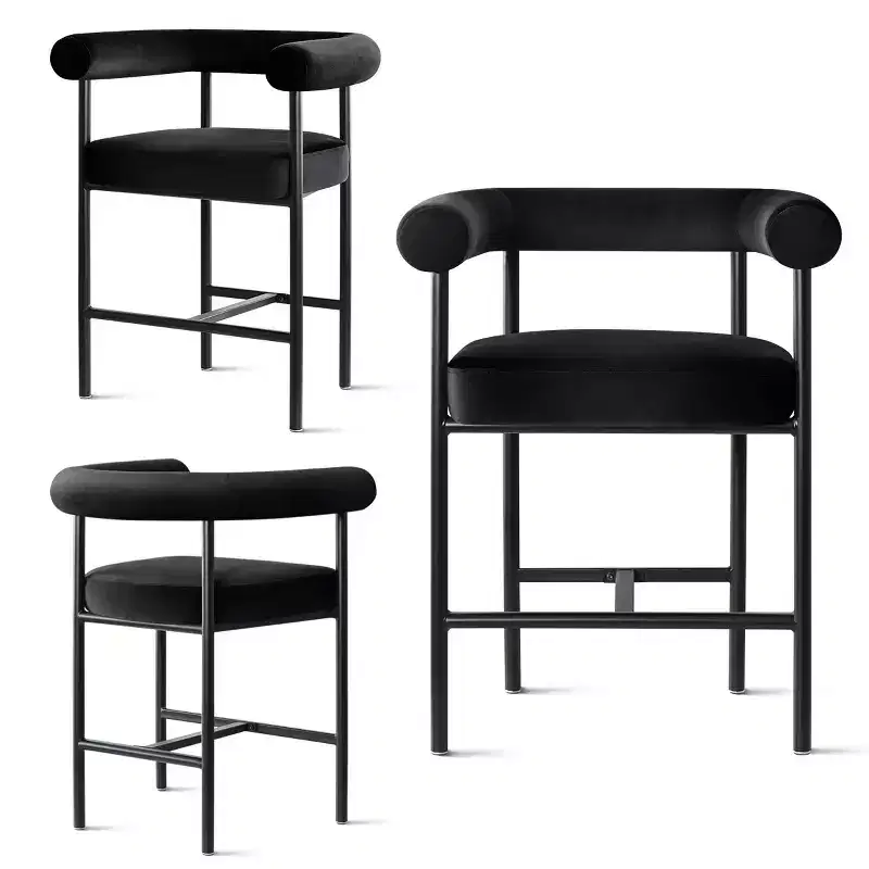 Set of 3 Luxury Velvet Counter Stools with Arms, 24 Wide Seat Modern Bar Chairs for Large Kitchen Island - Panipeachy