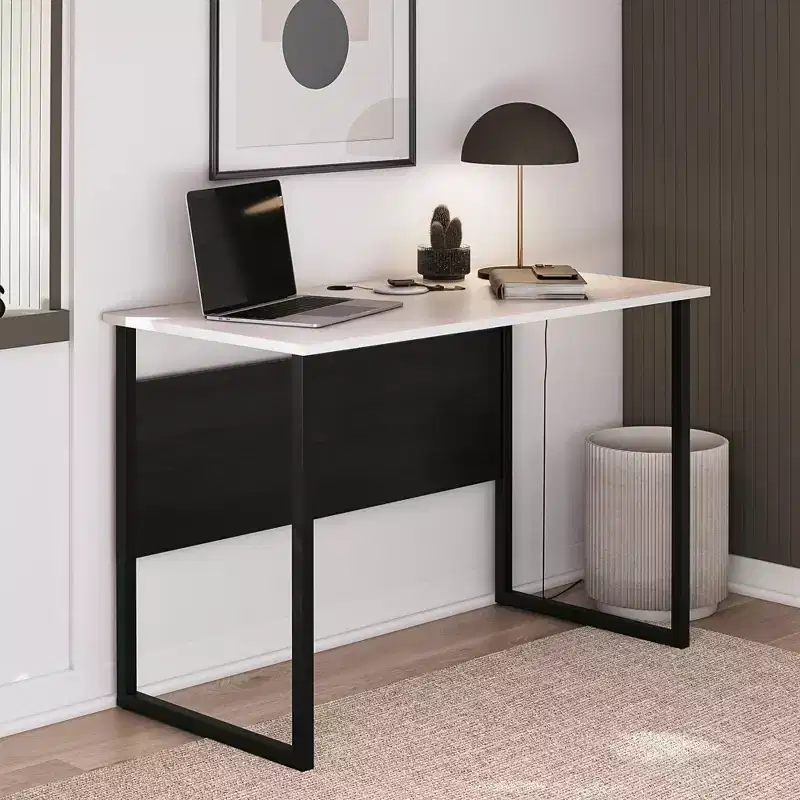 TUYOHW Writing Desk for Teens,Spacious Desktop with Lower Height & Wire Management,Two-Tone Study Desk with U-Shaped Metal Legs for Bedroom Dorm