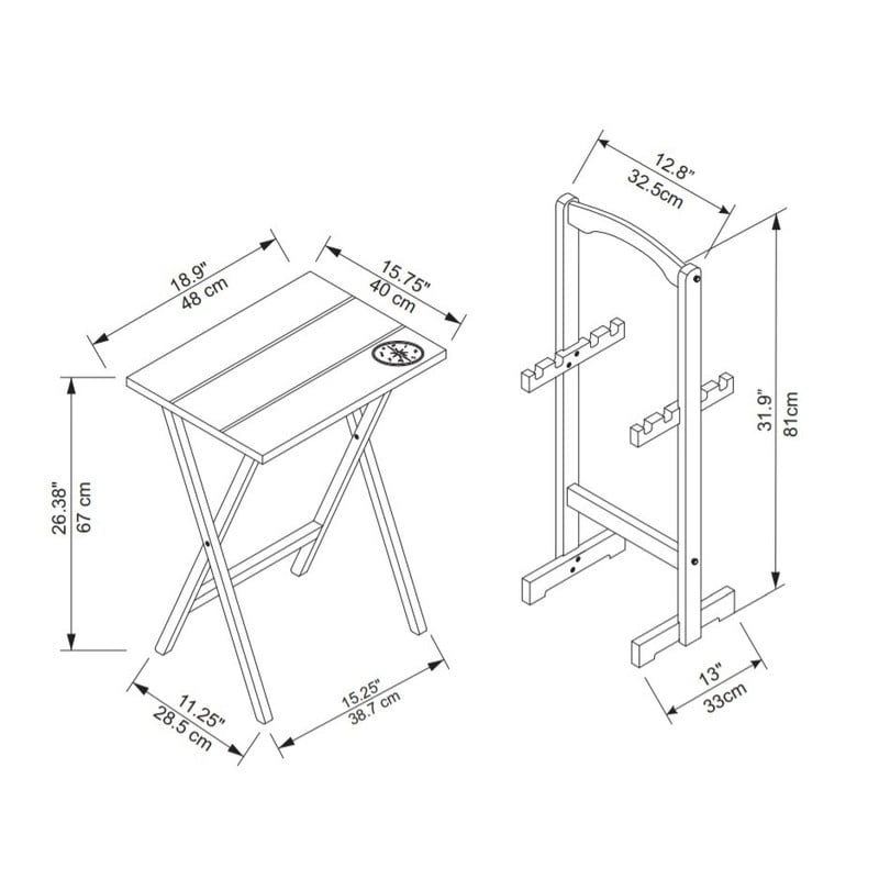 Opal Compass TV Tray Table Set