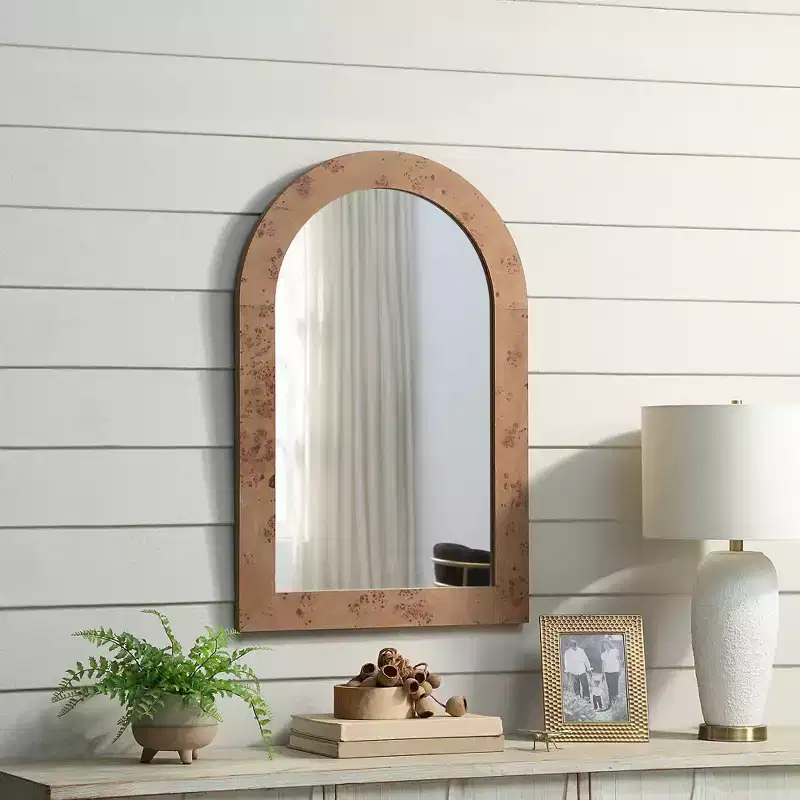 Holli Furniture Arched Wood Wall Mirror Driftwood Gray