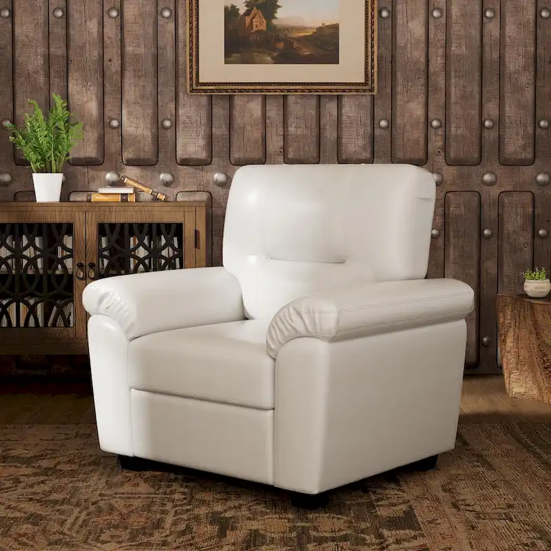 Upholstered Living Room Set, 4 Pieces - Faux Leather Chair, Loveseat, sofa with Ottoman