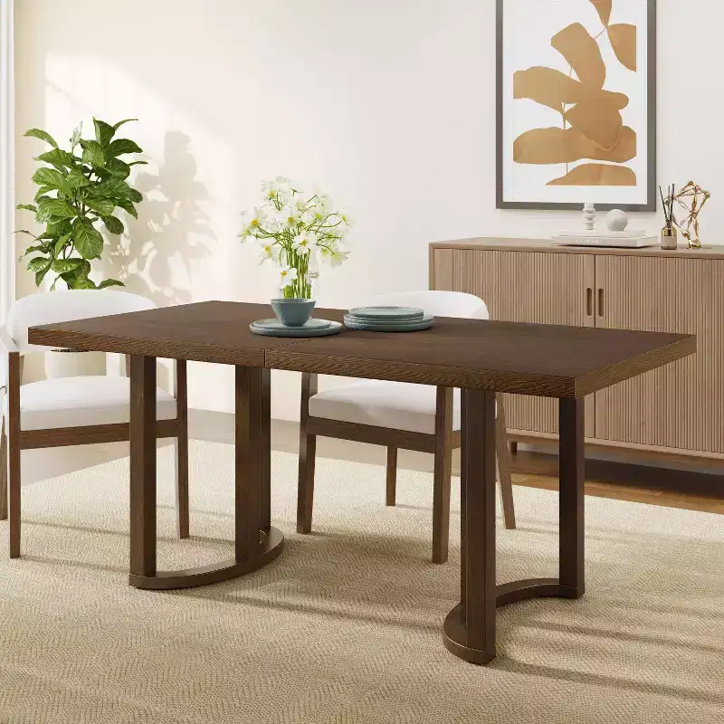 Christopher Knight Home Nicholas 69" Rubberwood Modern 6 Seater Rectangle Dining Table Walnut
