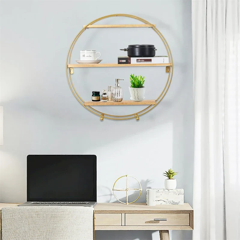 Multipurpose 3 Tier Round Floating Wall Shelves - 19.6D x 19.6W x 5.3H