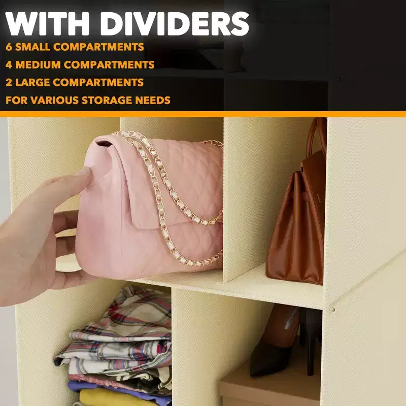 2-Pack Hanging Closet Organizer with Dividers, 24 Compartments