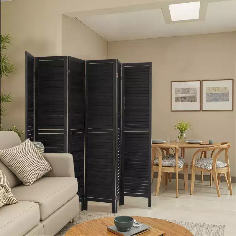 MAYEERTY Wood Room Divider, 5.6Ft, Freestanding Louvered Folding Privacy Screen