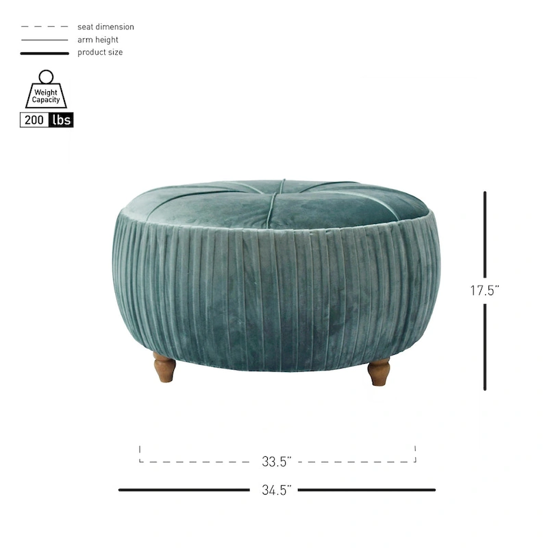 Helena Velvet Round Ottoman