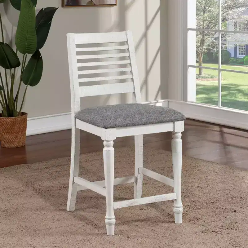 Set of 2 Farmhouse Counter Height Barstools with Upholstered Seats