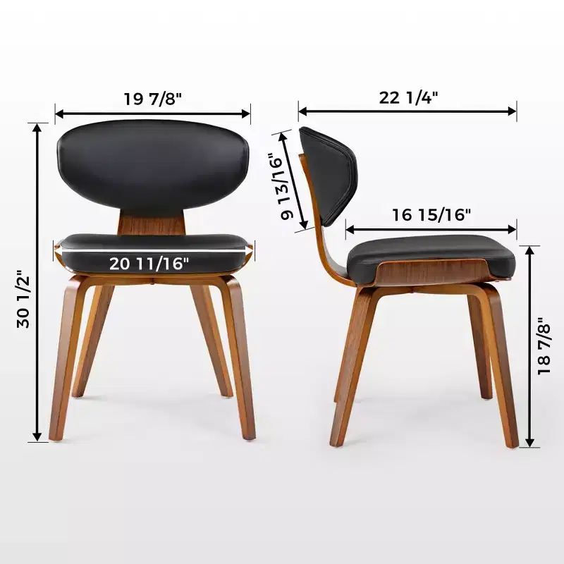 Upholstered Dining Side Chairs Set of 2, Black
