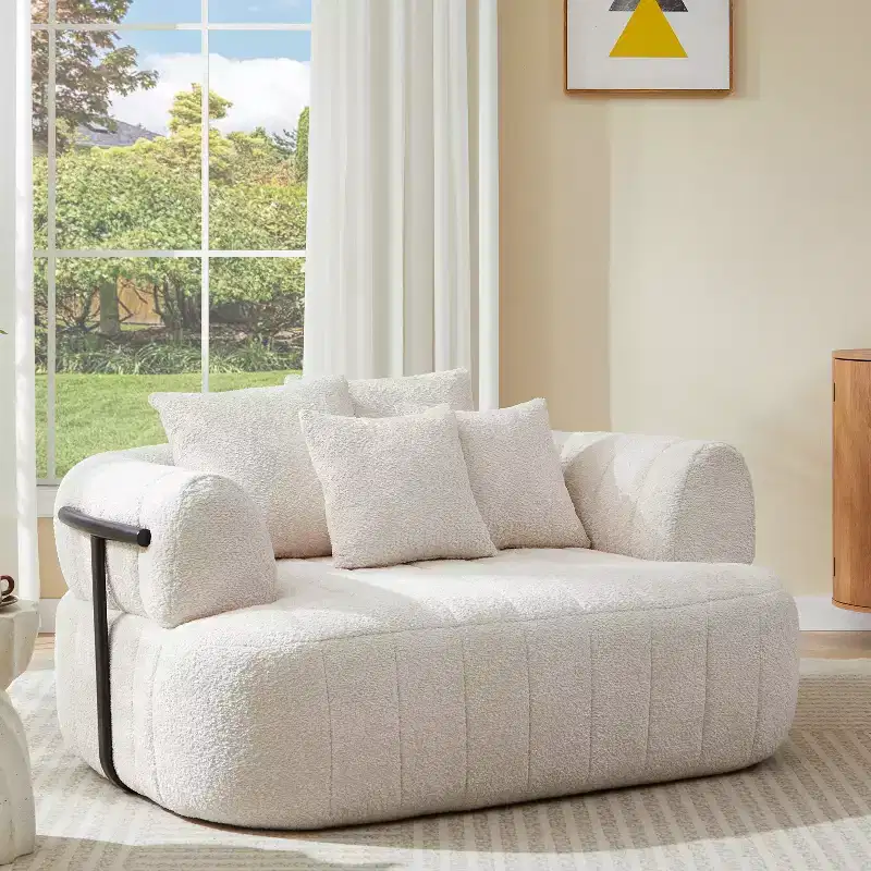 64 Oversized Boneless Chair Chaise Lounge, Metal-Supported Couch for Living Room/Bedroom
