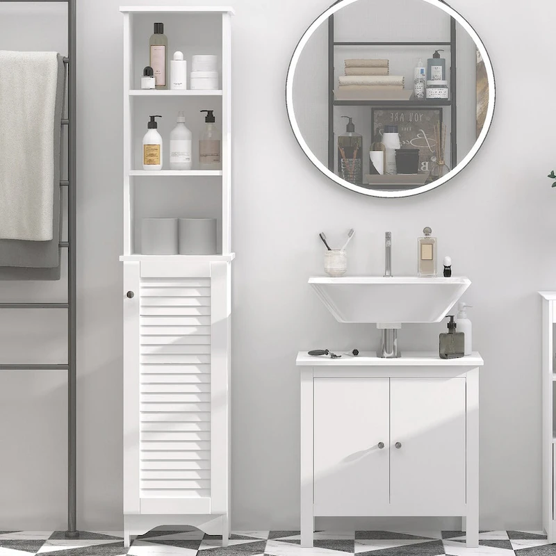 Tower with 3-Tier Open Adjustable Shelf