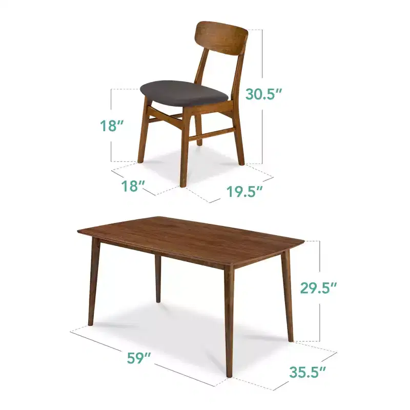 Best Choice Products 7-Piece Mid-Century Modern Upholstered Dining Set, Wooden Table w/ 6 Chairs