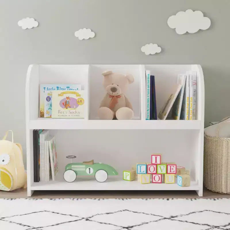 Kids Bookcase with 4 Compartments, Storage Book Shelf, Storage Display, Rack,Toy Organizer for Children's Room, White