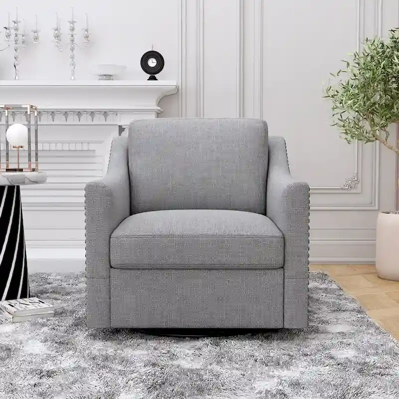 360 Degree Swivel Armchair Cotton Linen Skin-friendly Fabric Ergonomic Design