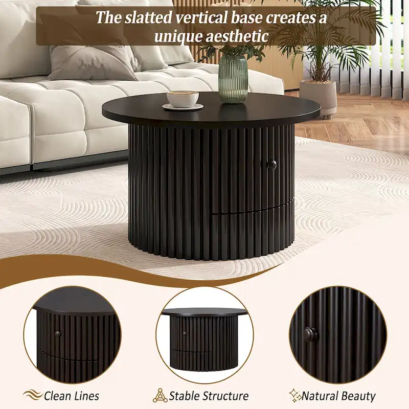 30.5 MDF Coffee Table with Drawer & Slat Base