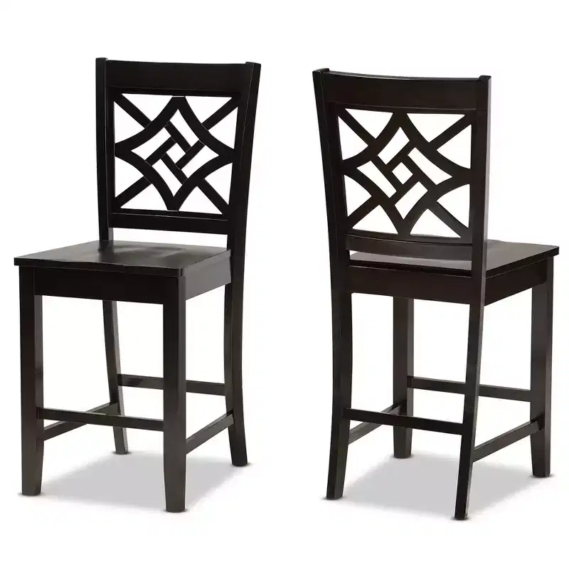 2pc Nicolette Wood Counter Height Barstools - Baxton Studio