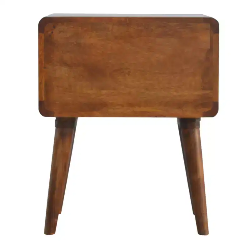 Modern Mango Wood Curved Nightstand with 2 Drawers