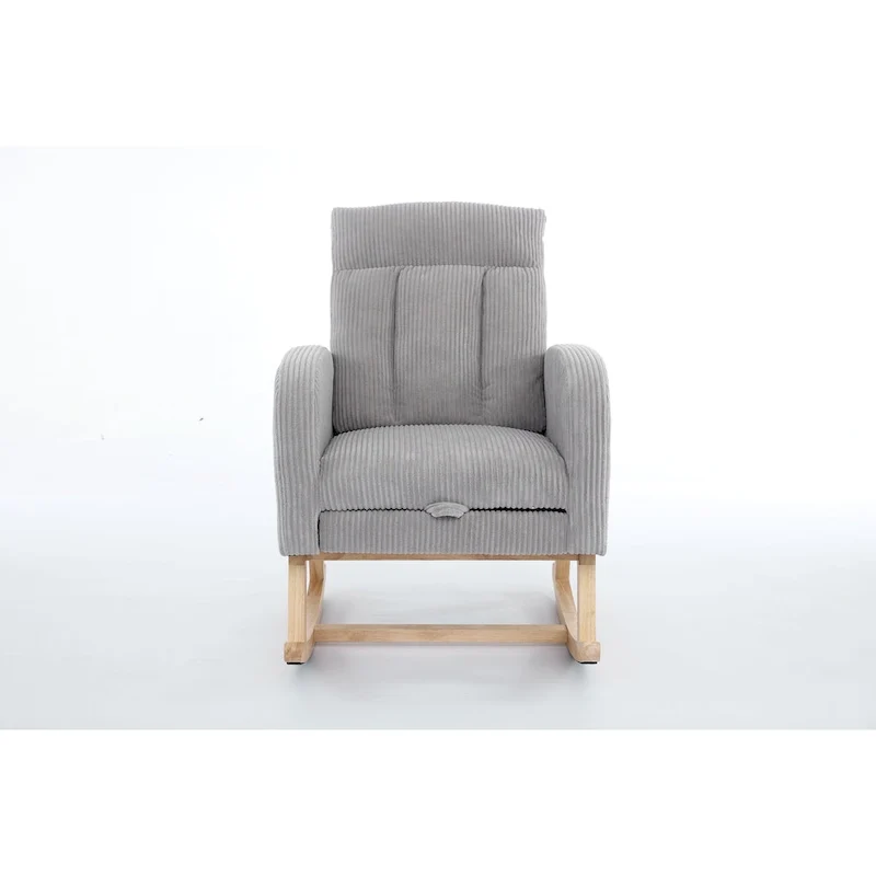 Upholstered Nursery Glider Rocker with Solid Wood Base