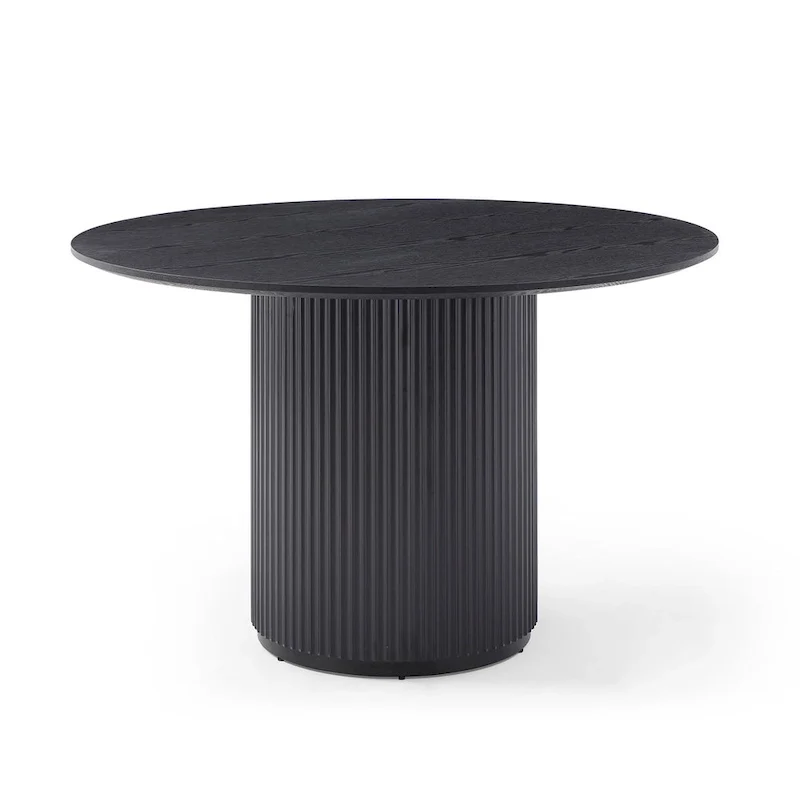 Black Round Dining Table with MDF Pedestal Base