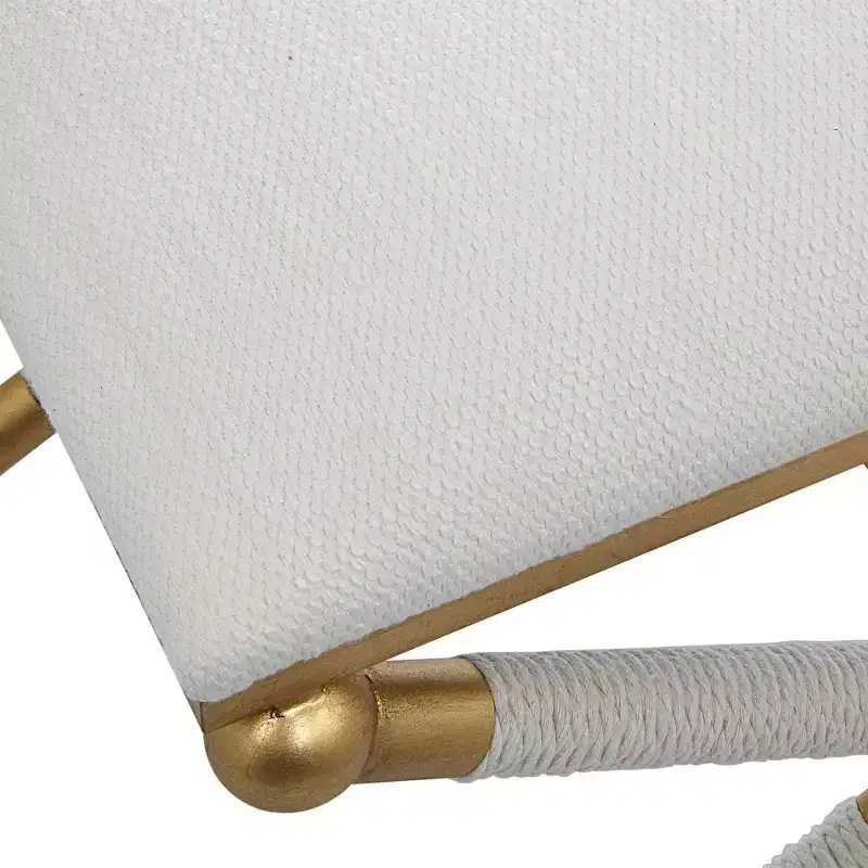 Uttermost Socialite 24 Wide White Gold Ottoman