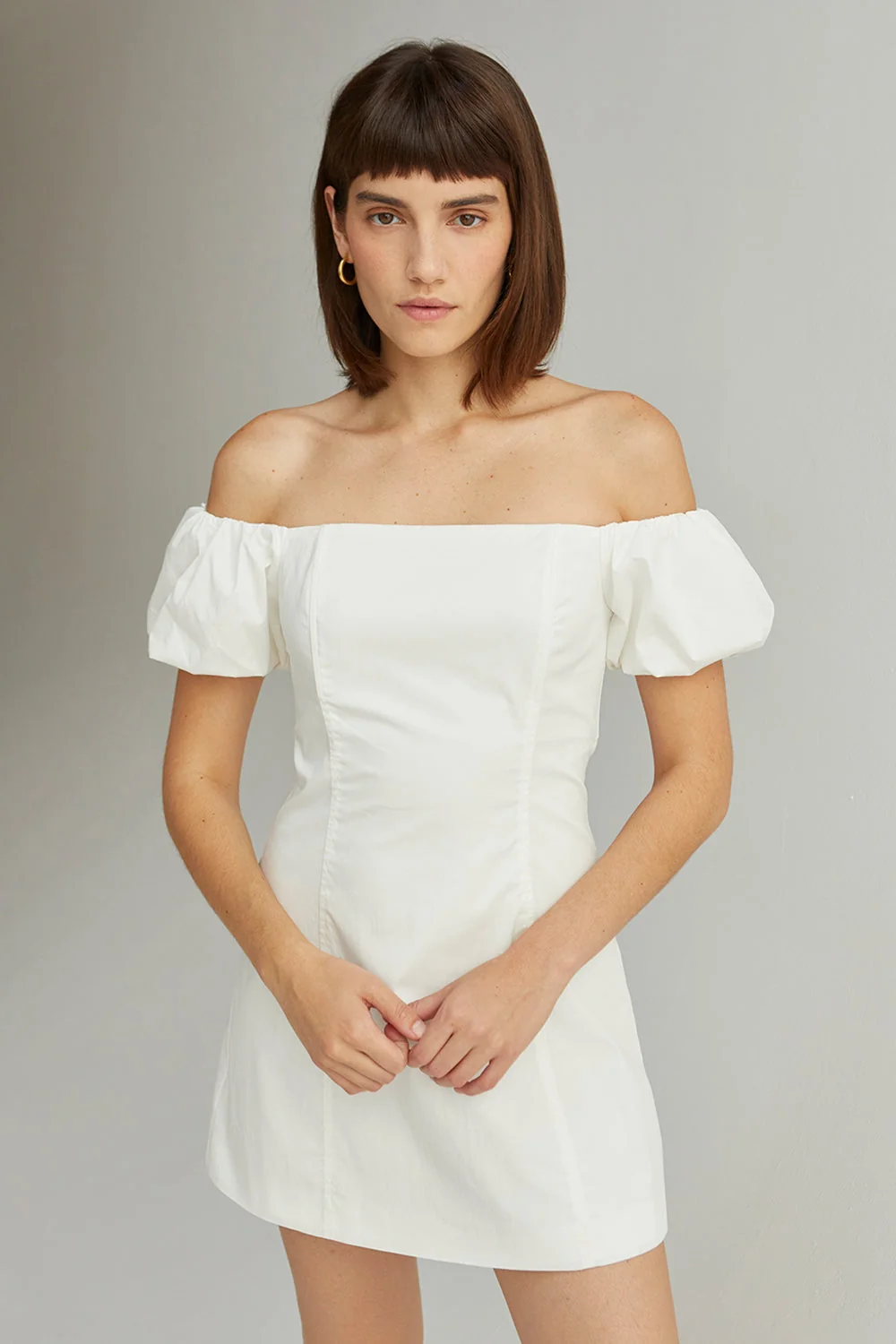 Off Shoulder Puff Sleeve Mini Dress