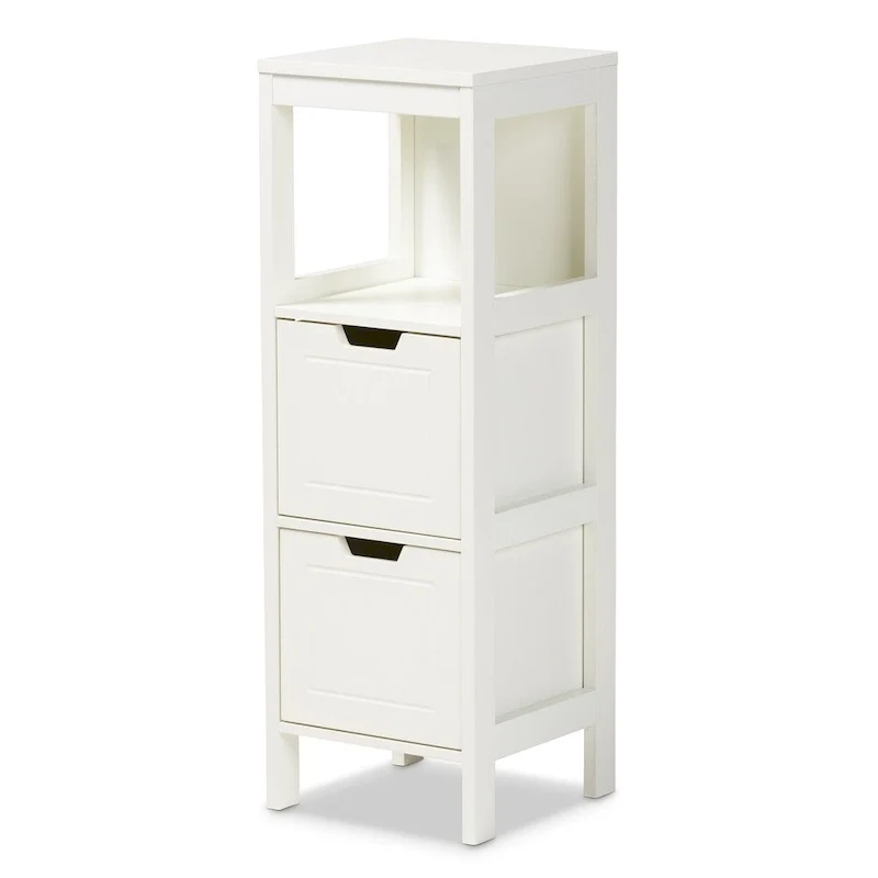 Cottage Farmhouse 2-Drawer Storage Cabinet – Rustic Wood Accent Cabinet for Bedroom