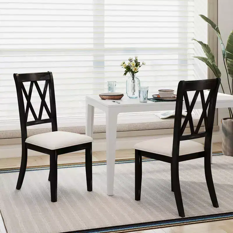 Costway 2/4 PCS Farmhouse Dining Chairs Modern Kitchen Chairs with Elegant Hollowed backrest