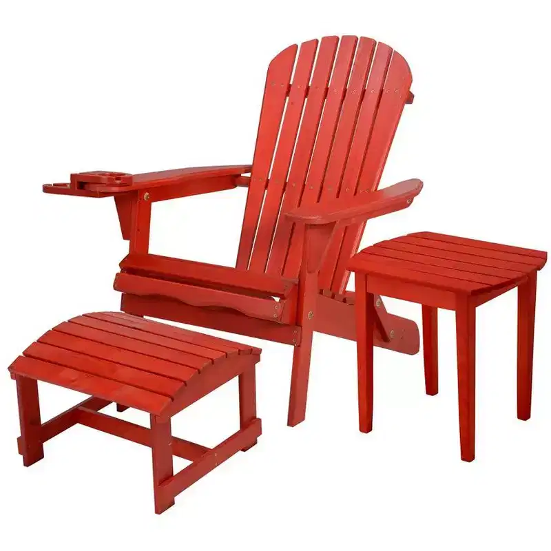 Jiallo Foldable Adirondack Chair with cup holder Bristro Set with Ottoman