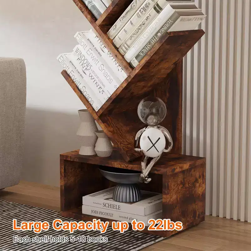 MDF Tree-Shape 8-Tier Bookshelf with Drawer 8.1