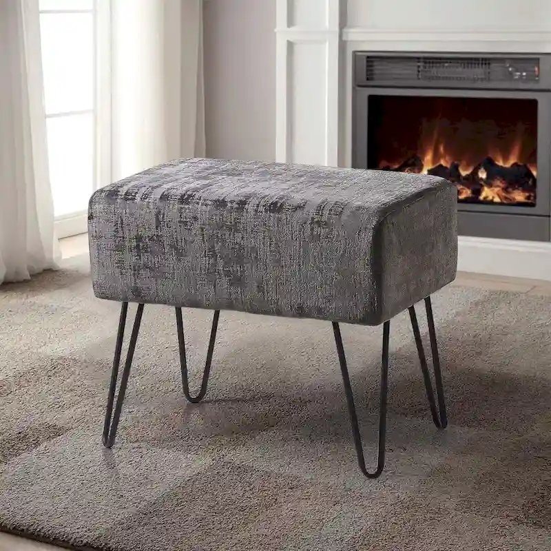 Textured Velvet Ottoman