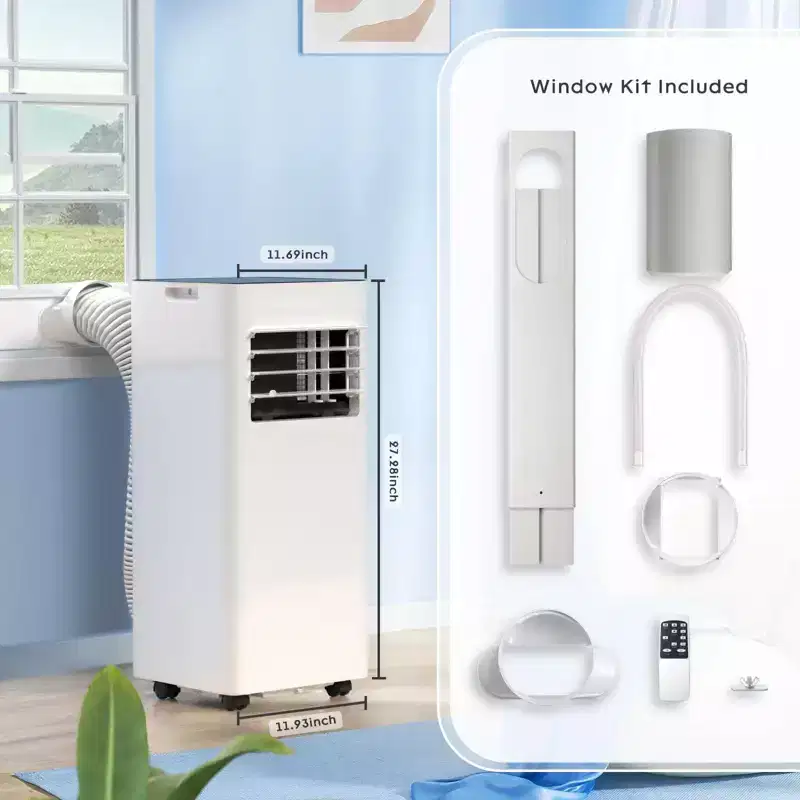 Portable Air Conditioner, 8000 BTU 3 Modes & 2 Speeds with Remote Control, 24H Timer for Bedroom/Office, White